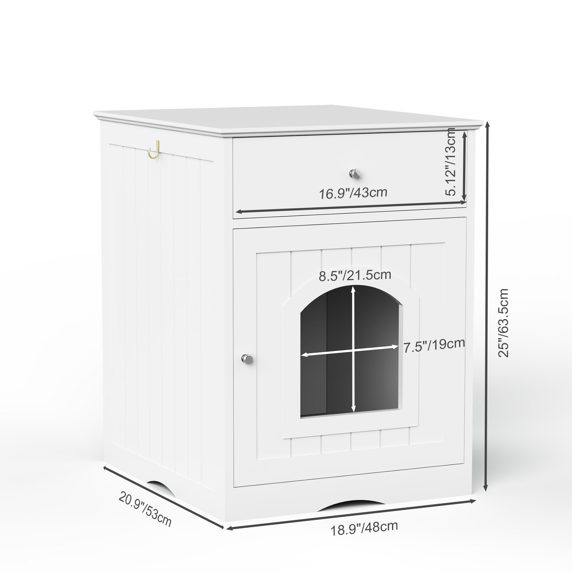 Wooden Pet House Litter Box Fence with Drawers