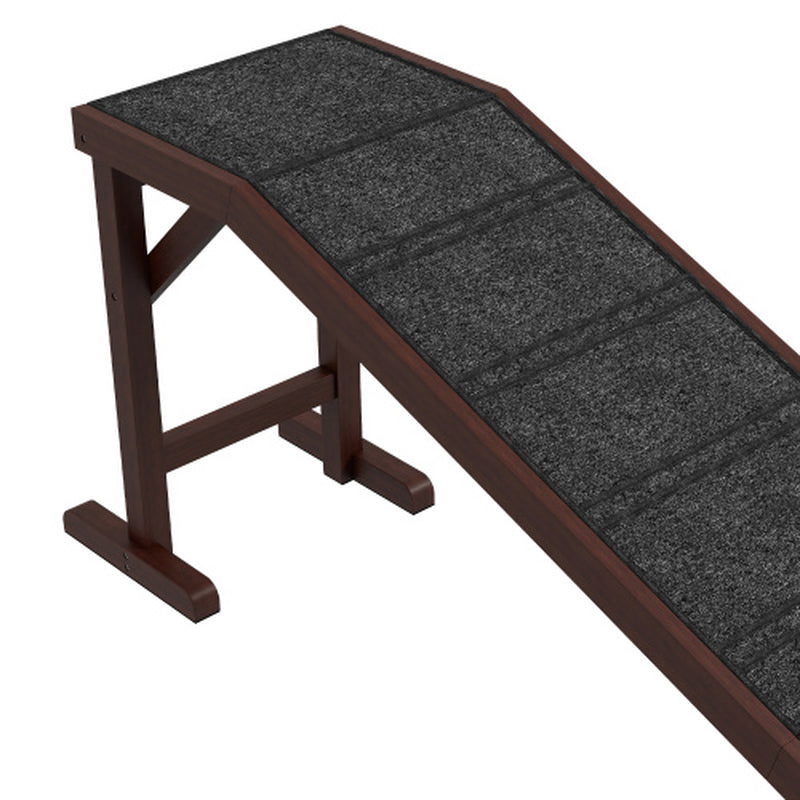 Pawhut Dog Ramp for Bed, Pet Ramp for Dogs with Non-Slip Carpet and Top Platform, 74 X 16 X 25, Brown