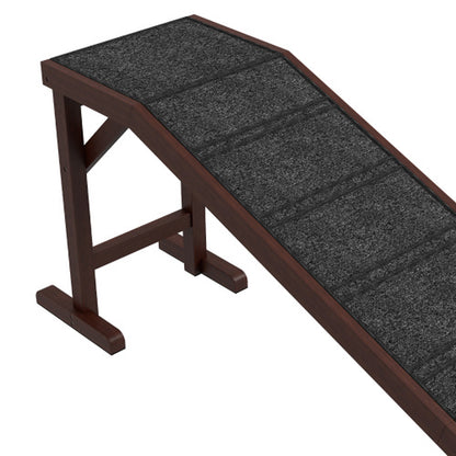Pawhut Dog Ramp for Bed, Pet Ramp for Dogs with Non-Slip Carpet and Top Platform, 74 X 16 X 25, Brown