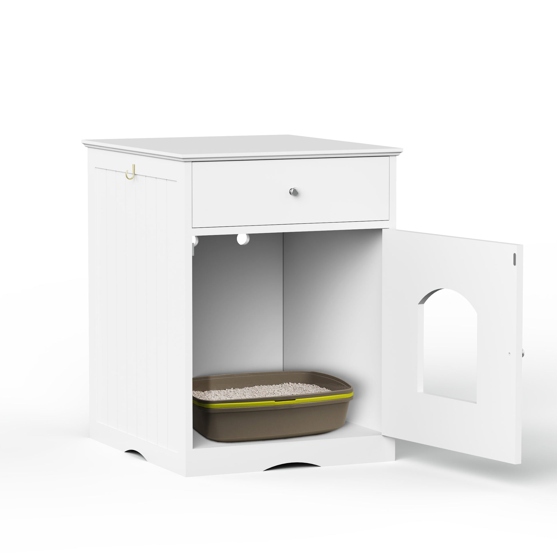 Wooden Pet House Litter Box Fence with Drawers