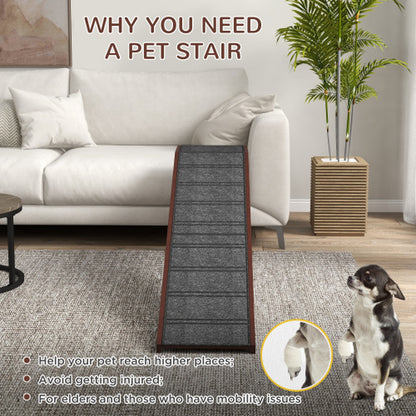 Pawhut Dog Ramp for Bed, Pet Ramp for Dogs with Non-Slip Carpet and Top Platform, 74 X 16 X 25, Brown