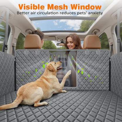 4 in 1 Dog Car Seat Cover for Back Seat, Waterproof Dog Hammock with Mesh Window and Side Flap Pet Car Seat Protector Dogs Backseat Cover for Cars, Suvs & Mid-Size Trucks