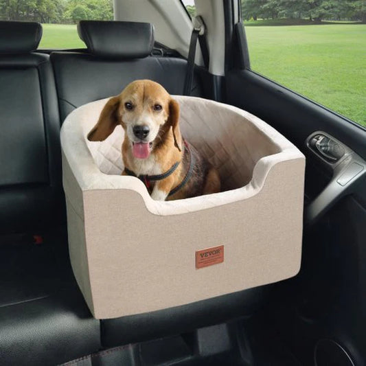 VEVOR Dog Booster Car Seat Pet Car Seat for Small Medium Dog up to 55 Lbs Brown